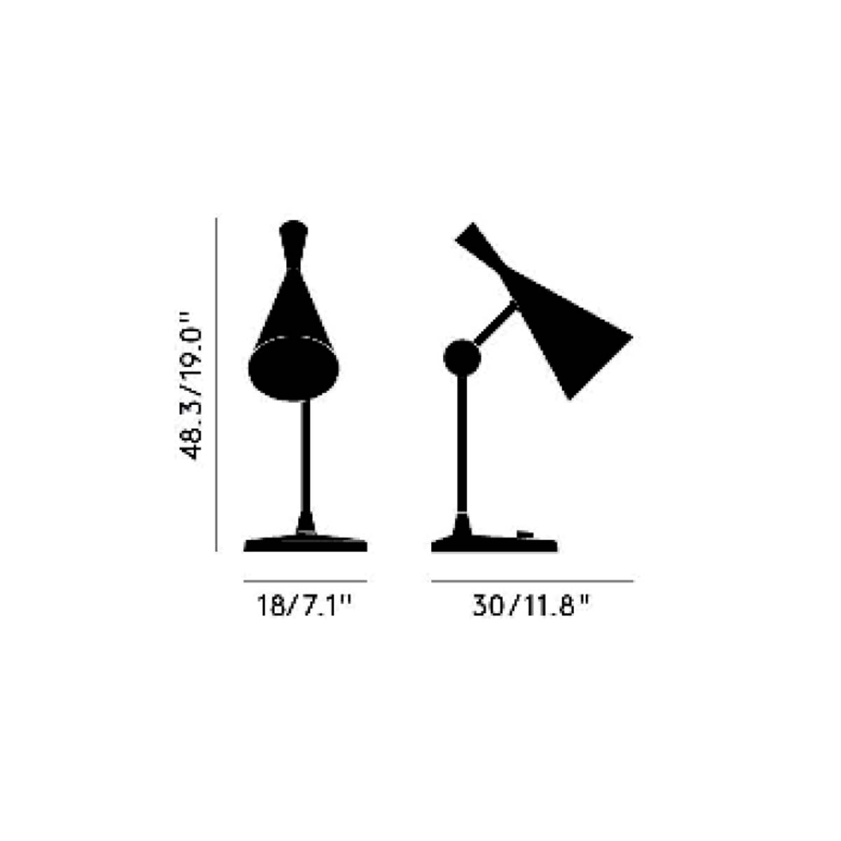 Tom Dixon Beat LED Tischleuchte, H: 53 cm, Messing Tom Dixon Unbeaten LED Tischleuchte, H: 53 cm, Aluminium