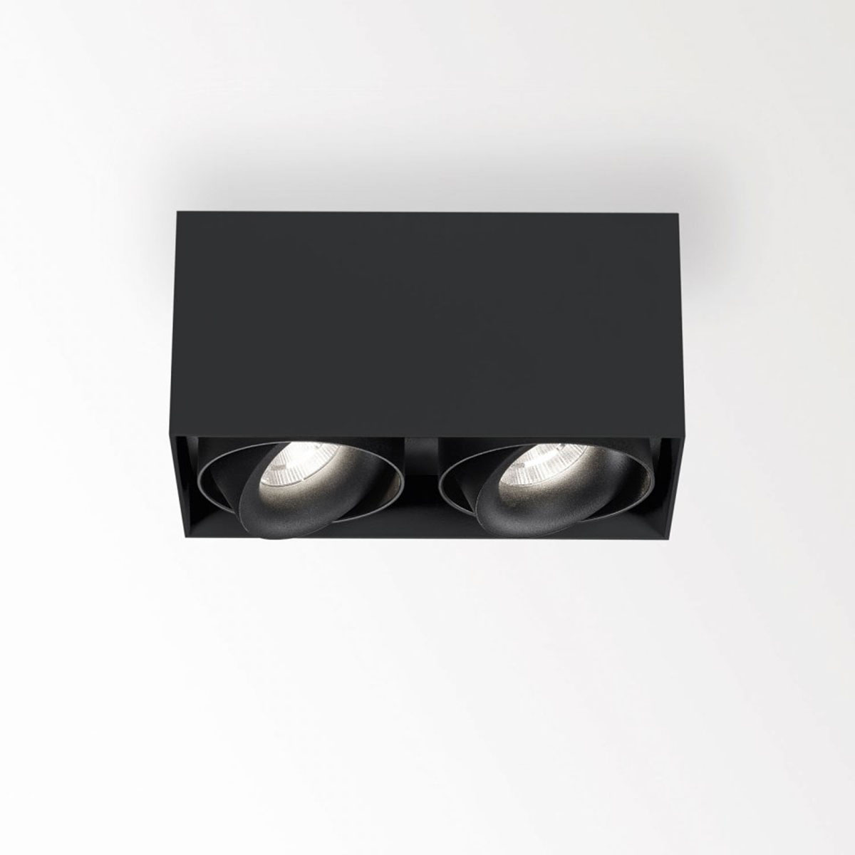 DeltaLight MINIGRID ON 250 93050 DIM8 Aufbaustrahler, L: 20,5 cm, B: 10,5 cm Schwarz, Warmweiß 3000K, 50° Schwarz 3000K Modern & neutral – Design- für Wohnzimmer schwenkbar & drehbar