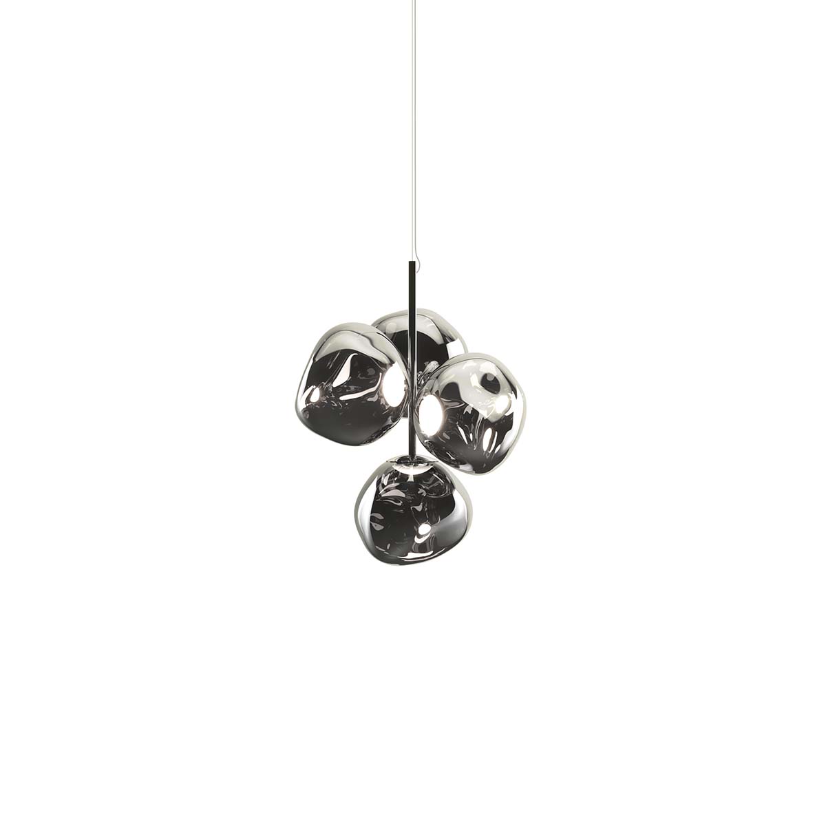 Tom Dixon Melt Mini LED Chandelier, 4-flammig, Silber, B: 54,5 cm, H: 63,4 cm