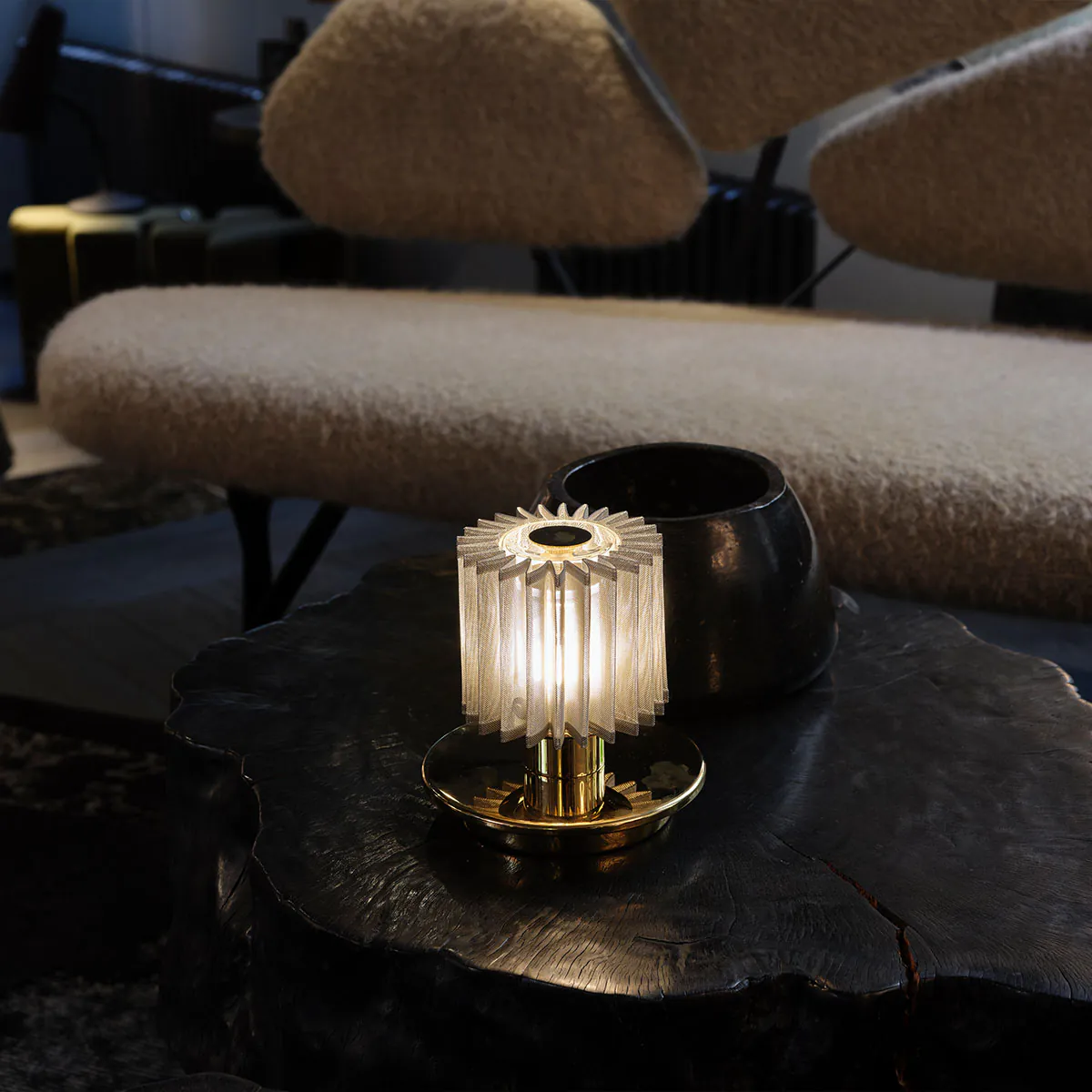 In The Sun 130 Akku Tischleuchte, Ø: 13 cm Silber, Netz Silber – hochwertiges Design des Herstellers DCW Editions ideal am Schreibtisch