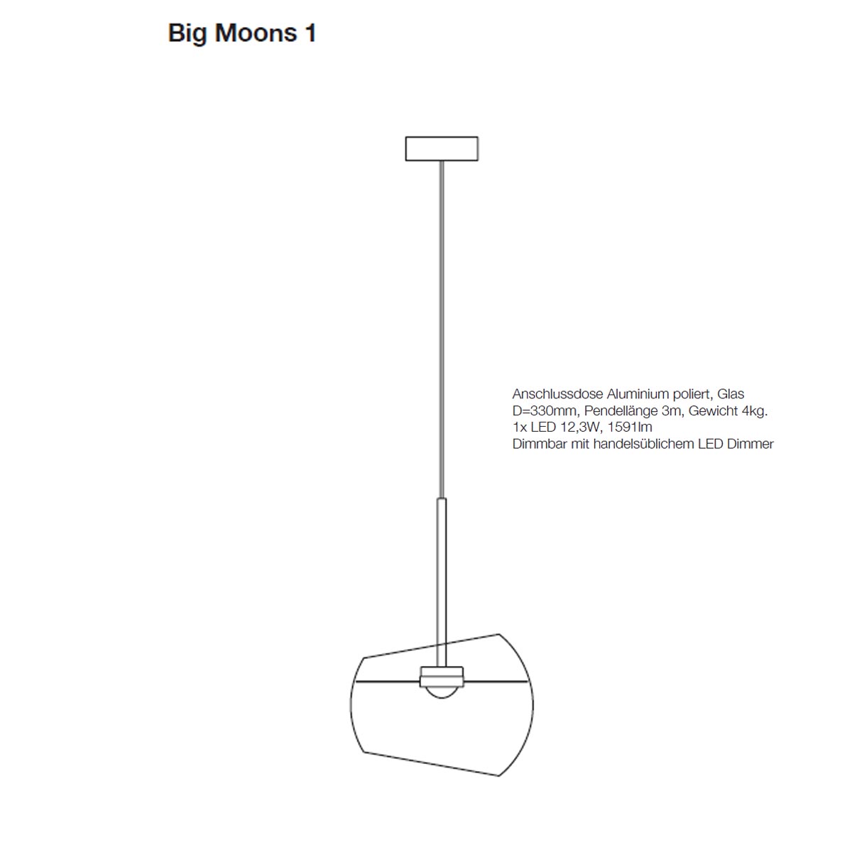 Big Moons Pendelleuchte, Ø: 33 cm, Stahlgrau