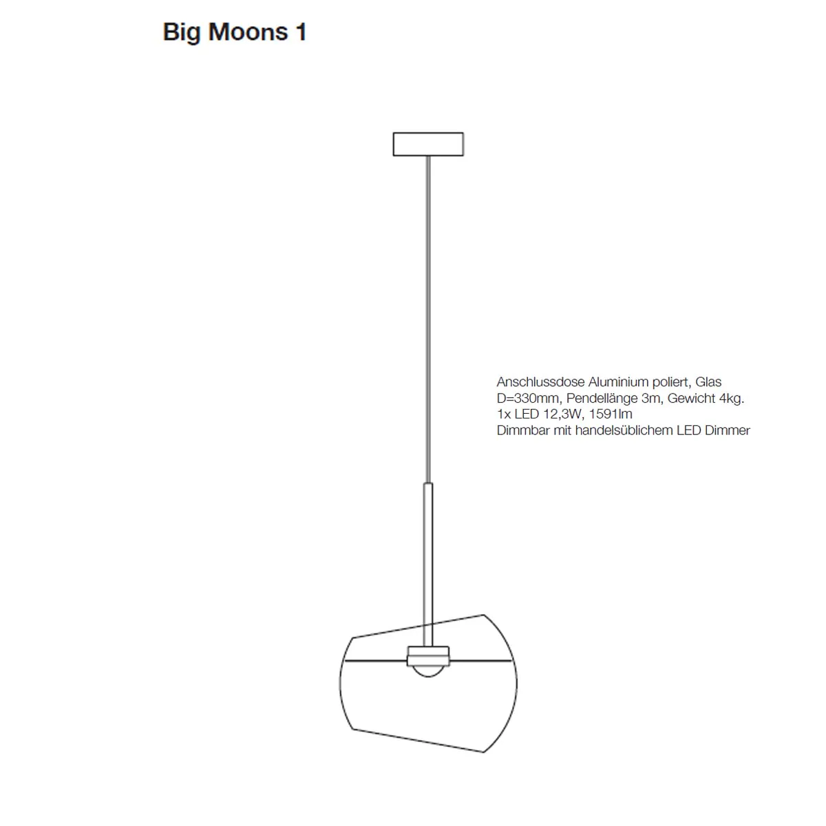 Big Moons Pendelleuchte, Ø: 33 cm, Stahlgrau