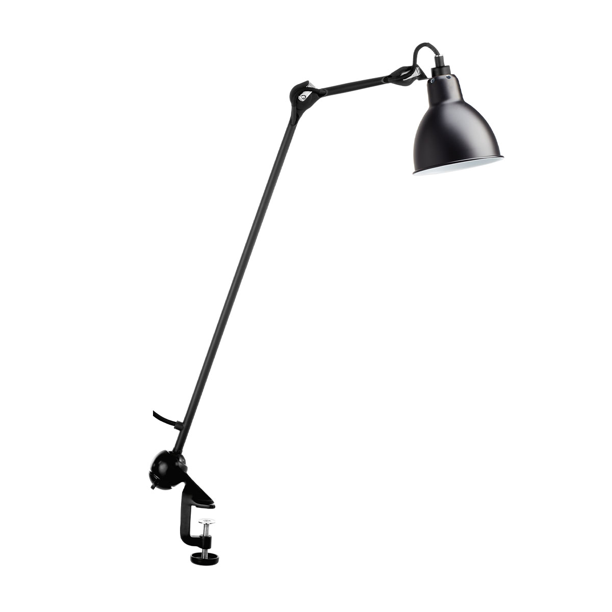 Lampe Gras N° 201 Tischleuchte, H: 59 cm Schwarz, Schirm Schwarz Rund