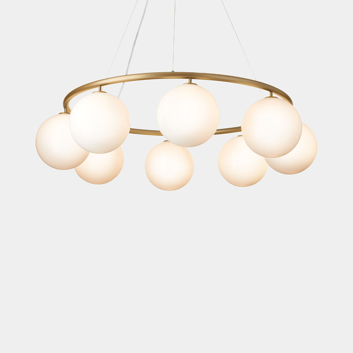 Miira 8 Kronleuchter Ø: 100 cm, Messing, Opalglas