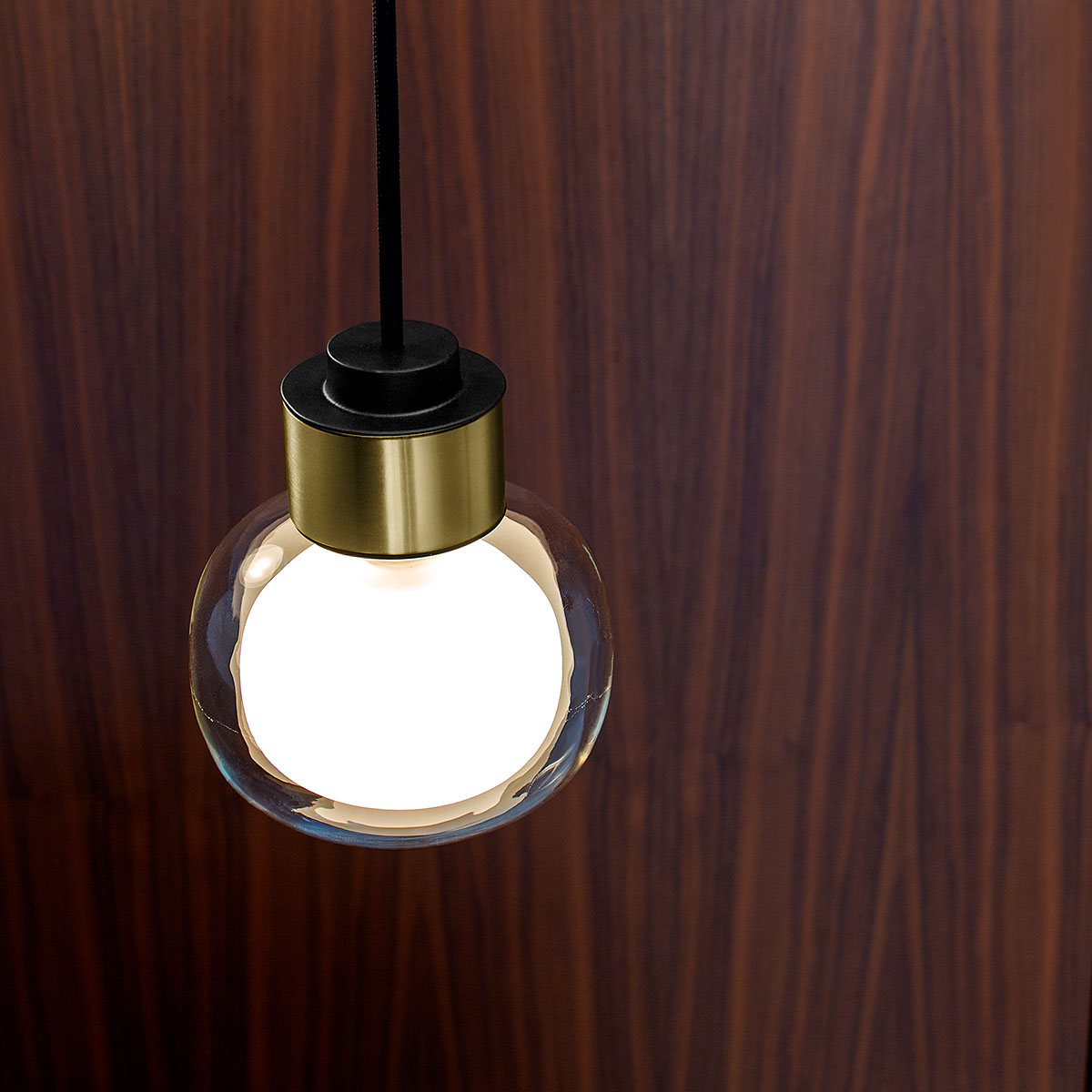 Designerleuchte TOOY Nabila 552.21 Pendelleuchte Ø: 12 cm, Schwarz Matt / Schwarz Chrom & Rauchglas aus Metall Glas in Schwarz