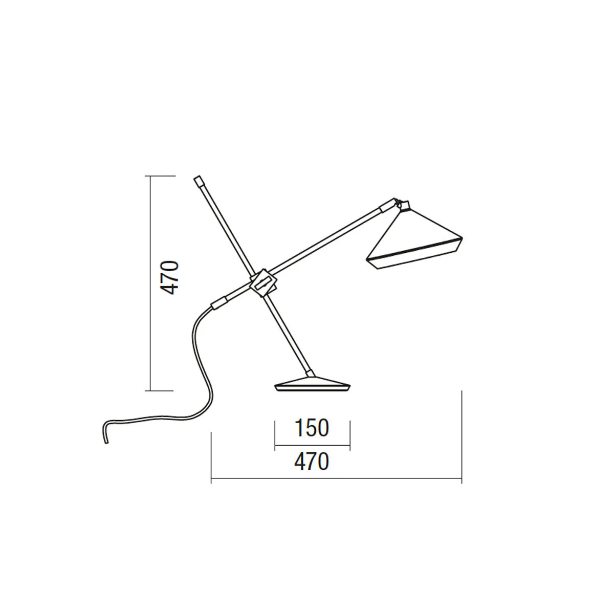 Shear Tischleuchte, H: 47 cm, Schwarz, Messing- Ausstellungsstück