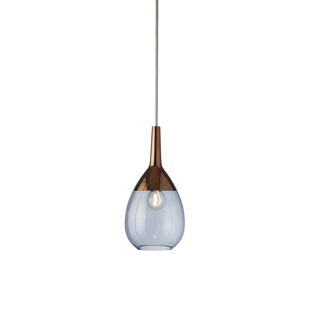 Lute Pendelleuchte S Ø 14 cm, Deep Blue, Kupfer