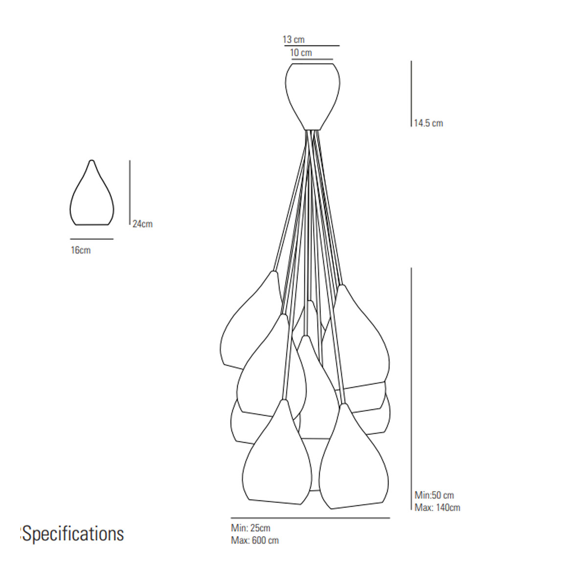 Drop One Grouping of Eleven Pendelleuchte, max Ø: 60 cm, Weiß glänzend 11-flammig