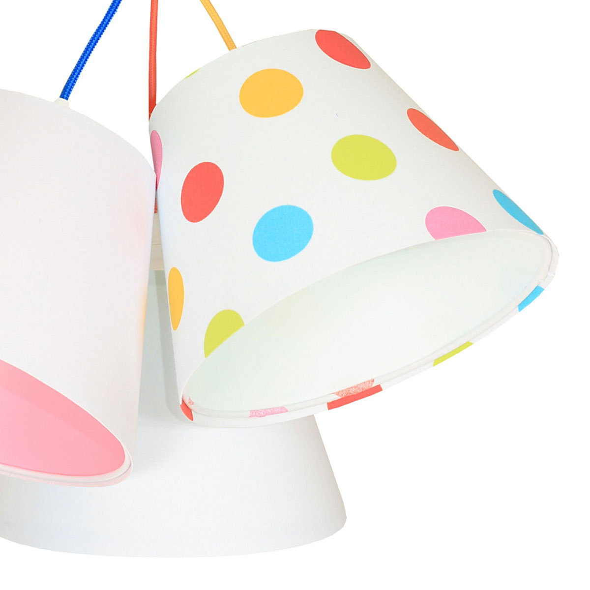 Kinderzimmer Pendelleuchte Pünktchenmuster mehrfarbig, Ø: 53 cm, Weiß, Rosa