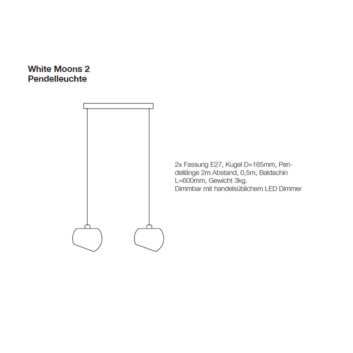 White Moons 2 Wandleuchte, B: 29 cm, H: 6 cm, Weiß