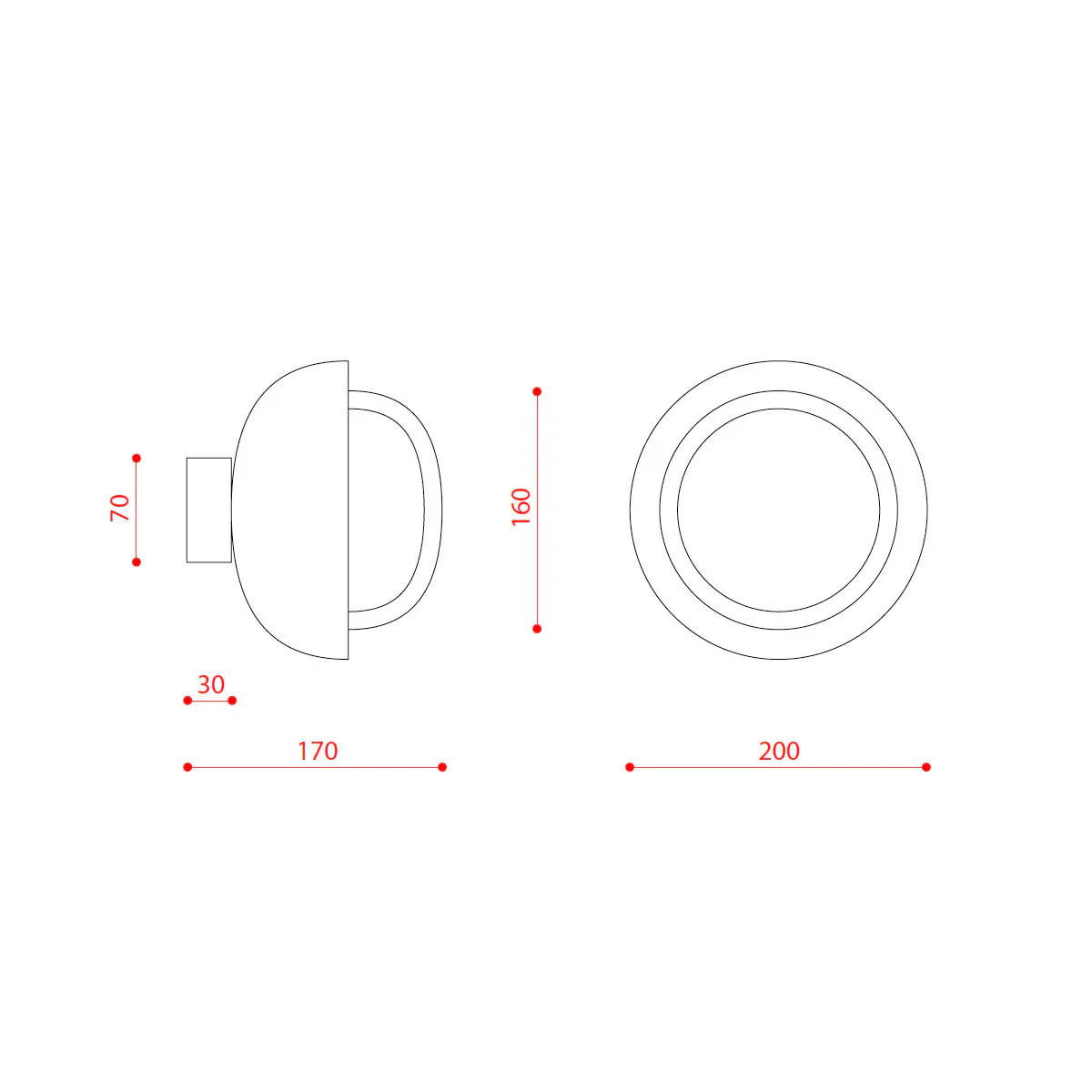 Muse 554.72 Wand - Deckenleuchte Ø: 20 cm, Schwarz & Kupfer,