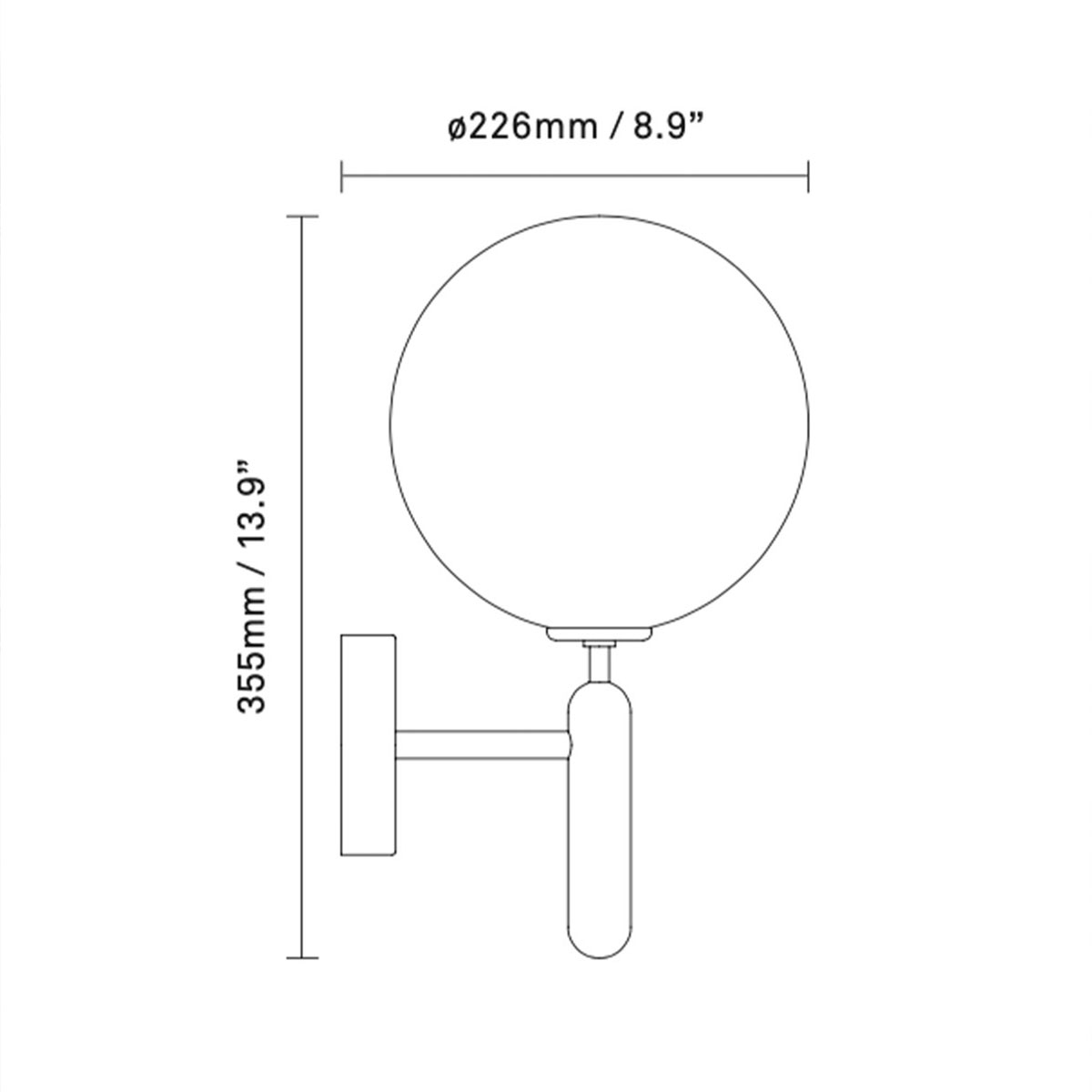 Miira Outdoor Wandleuchte, Ø: 22,5 cm, H: 35,5 cm, Dunkelbronze, Opalglas