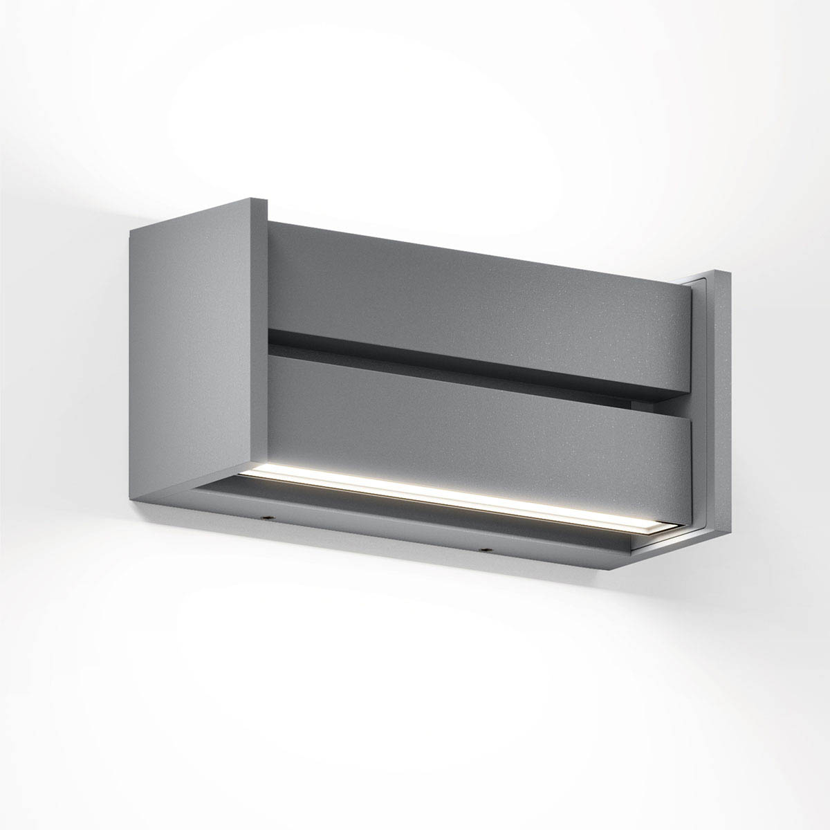 Rechteckige Wandleuchte für außen in der Farbe grau Rechteckige Wandleuchte für außen in der Farbe grau