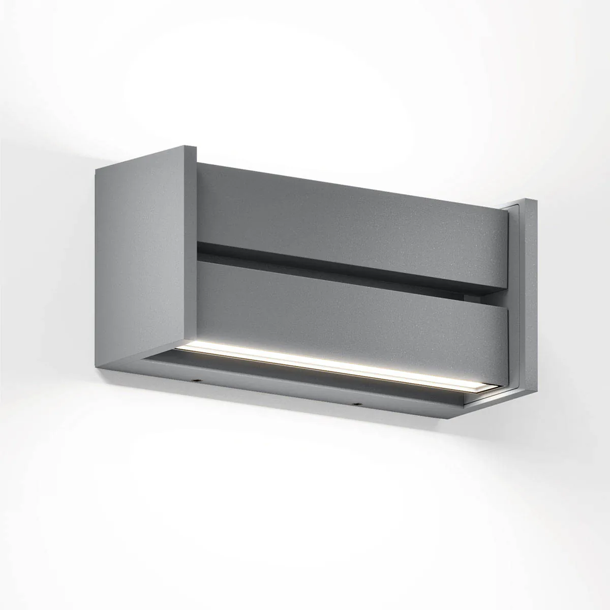 Rechteckige Wandleuchte für außen in der Farbe grau Rechteckige Wandleuchte für außen in der Farbe grau