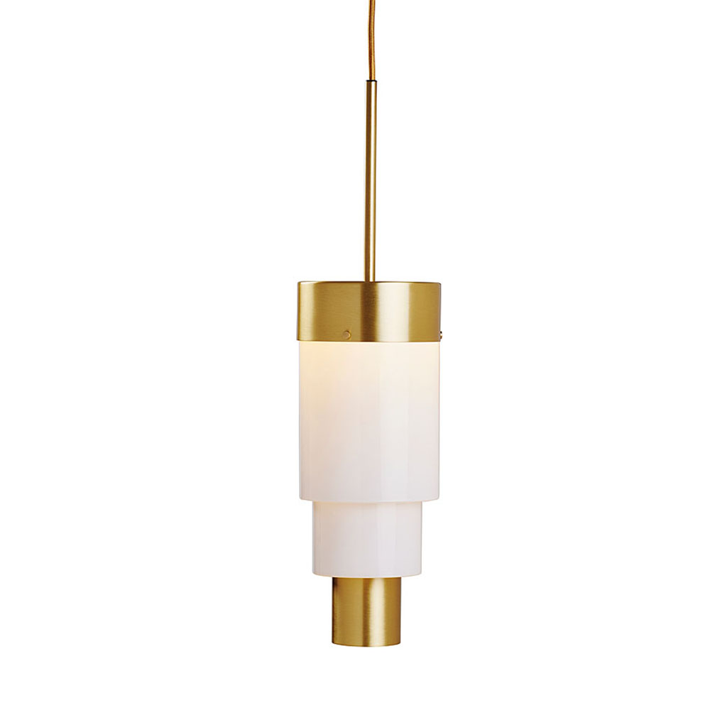 A-Spire Pendelleuchte L Ø 14 cm, Opal White, Messing