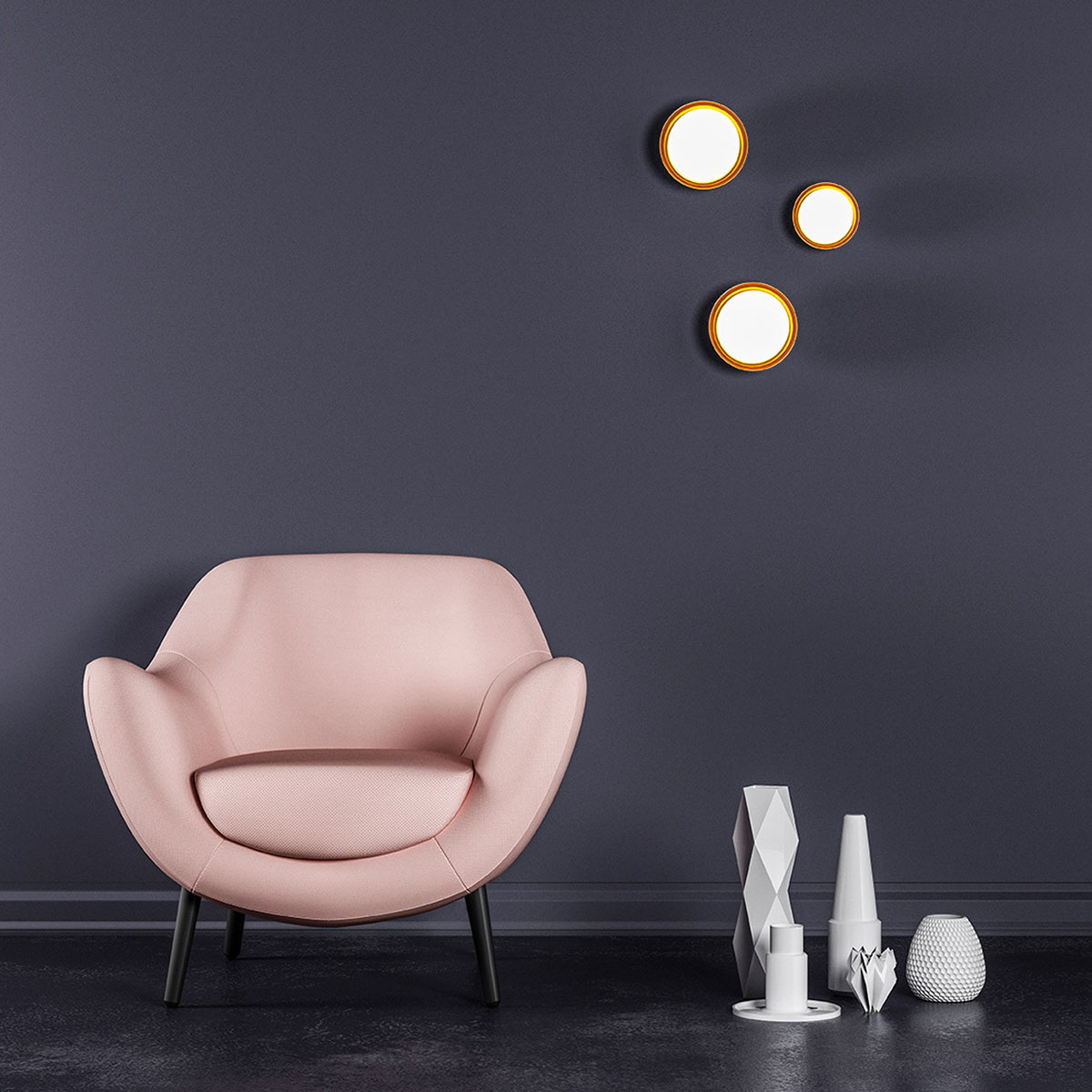 Muse 554.72 Wand-/ Deckenleuchte Ø: 20 cm, Schwarz & Messing - Ausstellungsstück