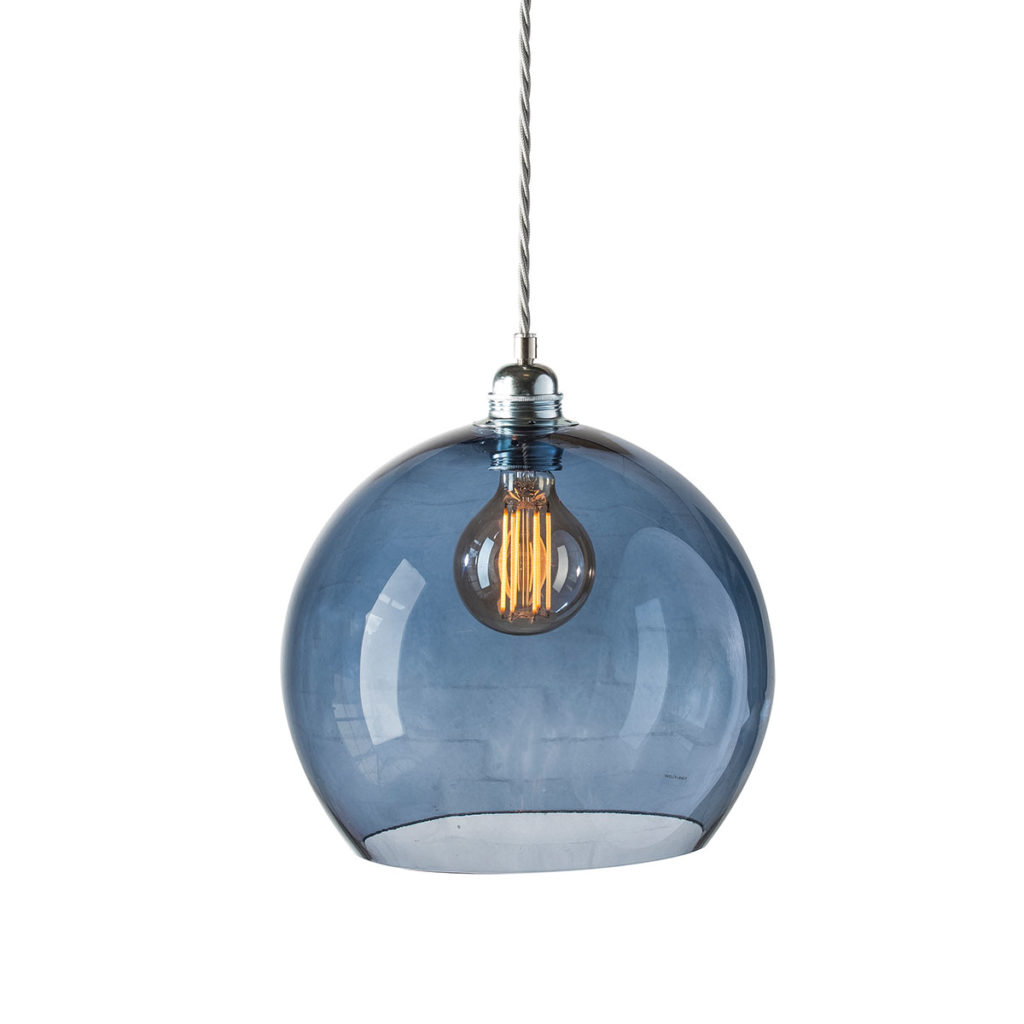 Rowan Pendelleuchte L Ø 28 cm, Deep Blue, Silber