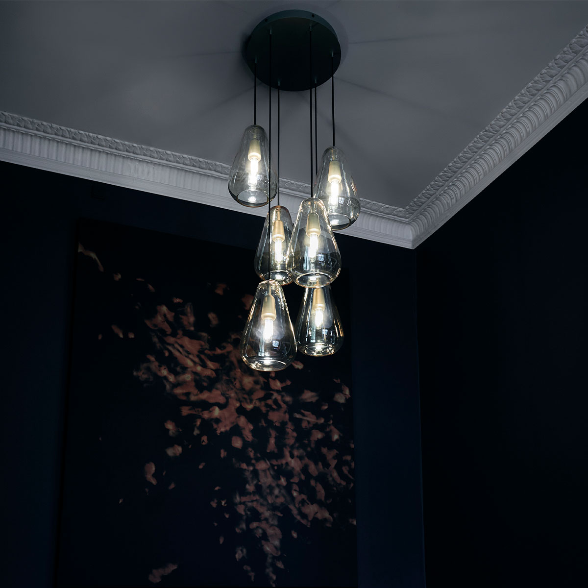 Anoli 6 Pendelleuchte, Ø: 46,5 cm, Gold transparent Anoli 6 Pendelleuchte, Ø: 46,5 cm, Opalglas