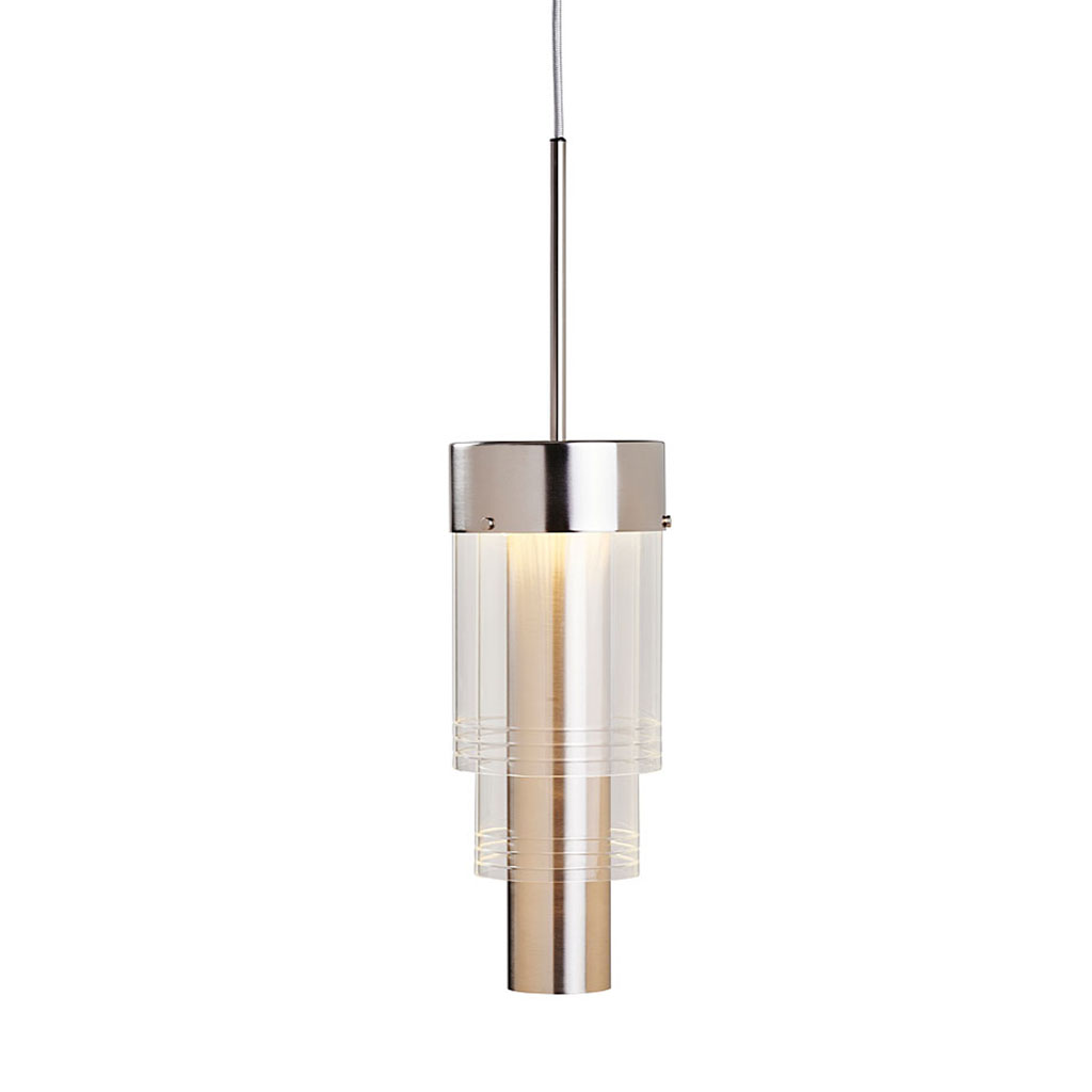 Ebb & Flow A-Spire Pendelleuchte L Ø 14 cm A-Spire Pendelleuchte L Ø 14 cm, Clear Stripes, Silber Clear Stripes Pendelleuchten – hochwertige Innenbeleuchtung, mundgeblasen für Schlafzimmer