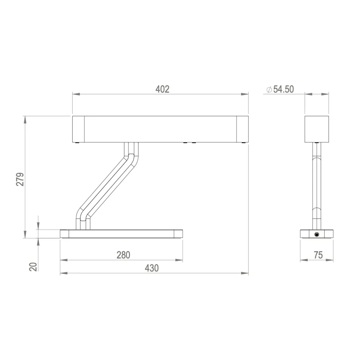 Technische Zeichnung Bert Frank Colt Tischleuchte, H: 27,9 cm