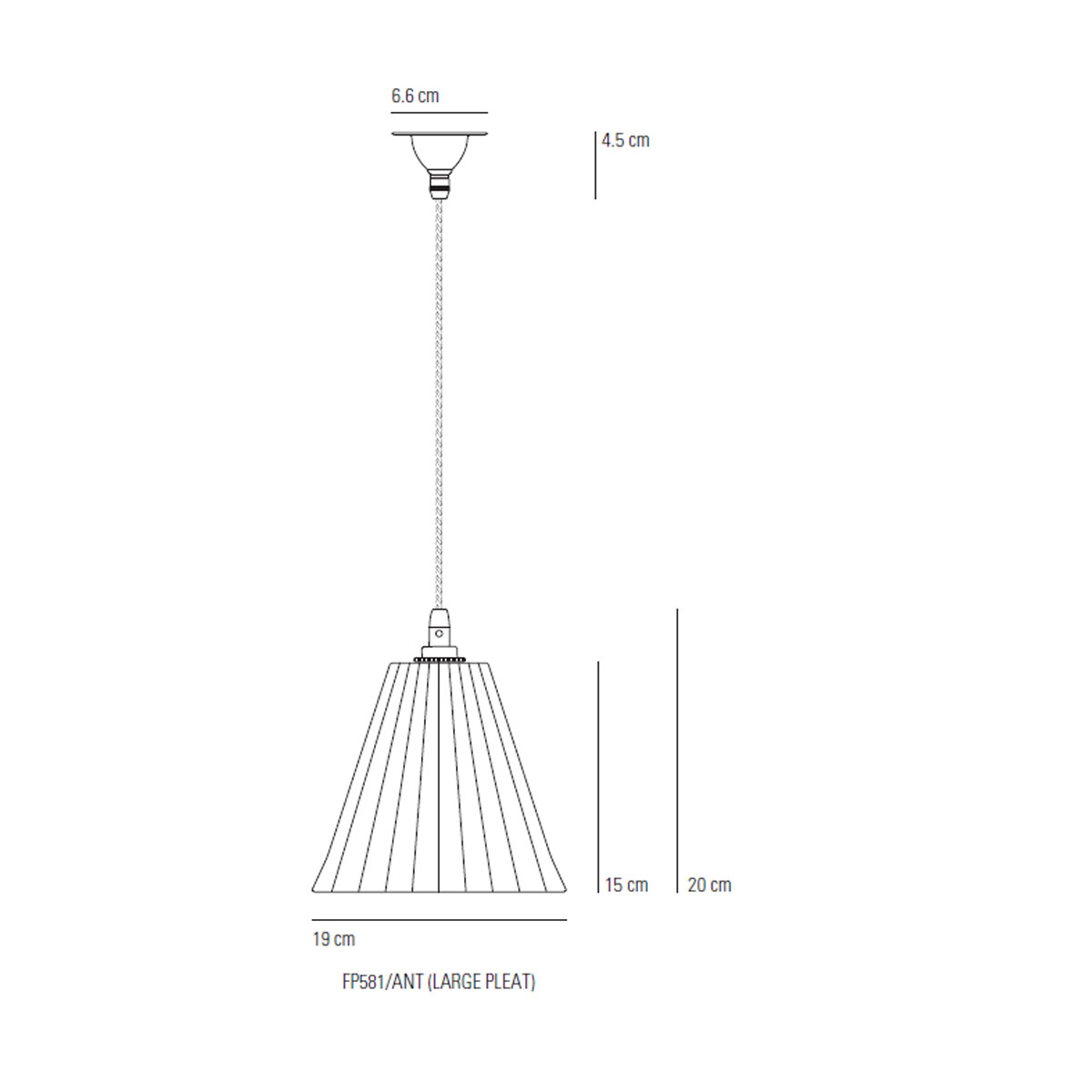 Antique Brass Large Pleat Pendelleuchte, Ø: 19 cm