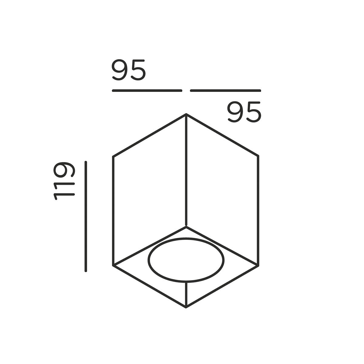 up S Deckenleuchte, B: 9,5 cm, H: 11,9 cm, Deep Black
