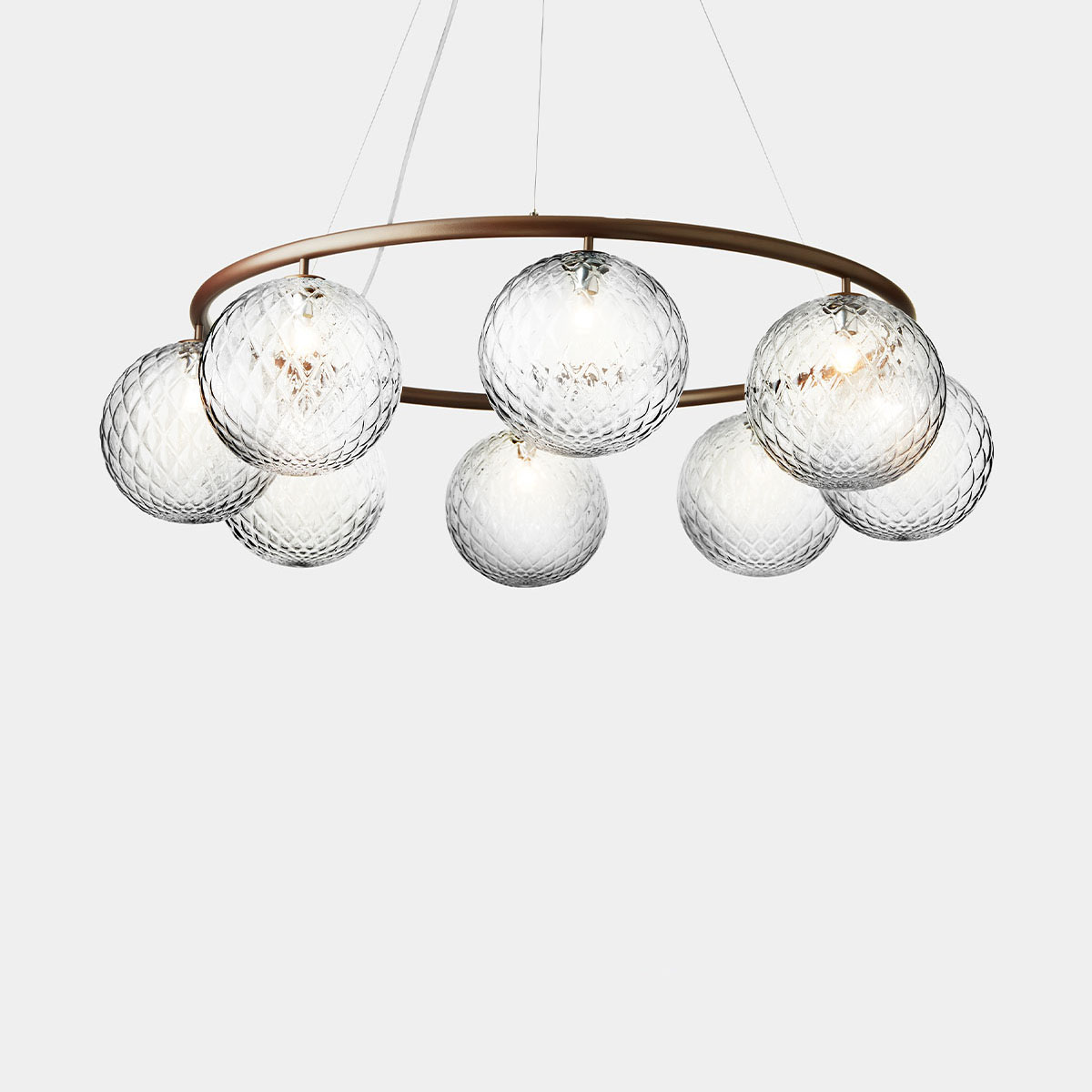 Miira 8 Kronleuchter Ø: 100 cm, Dunkelbronze, Glas transparent