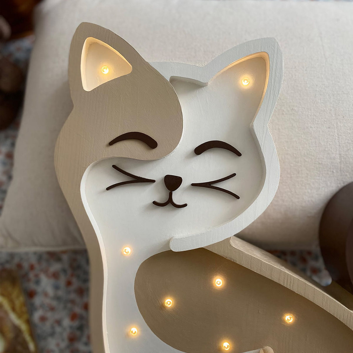 Kinder Nachtlicht Katze, Holz, handgemacht