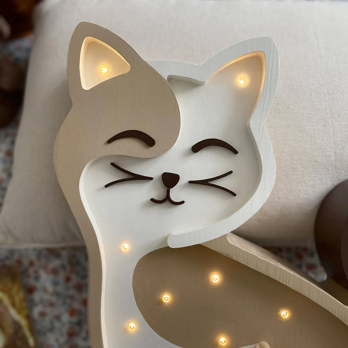 Kinder Nachtlicht Katze, Holz, handgemacht