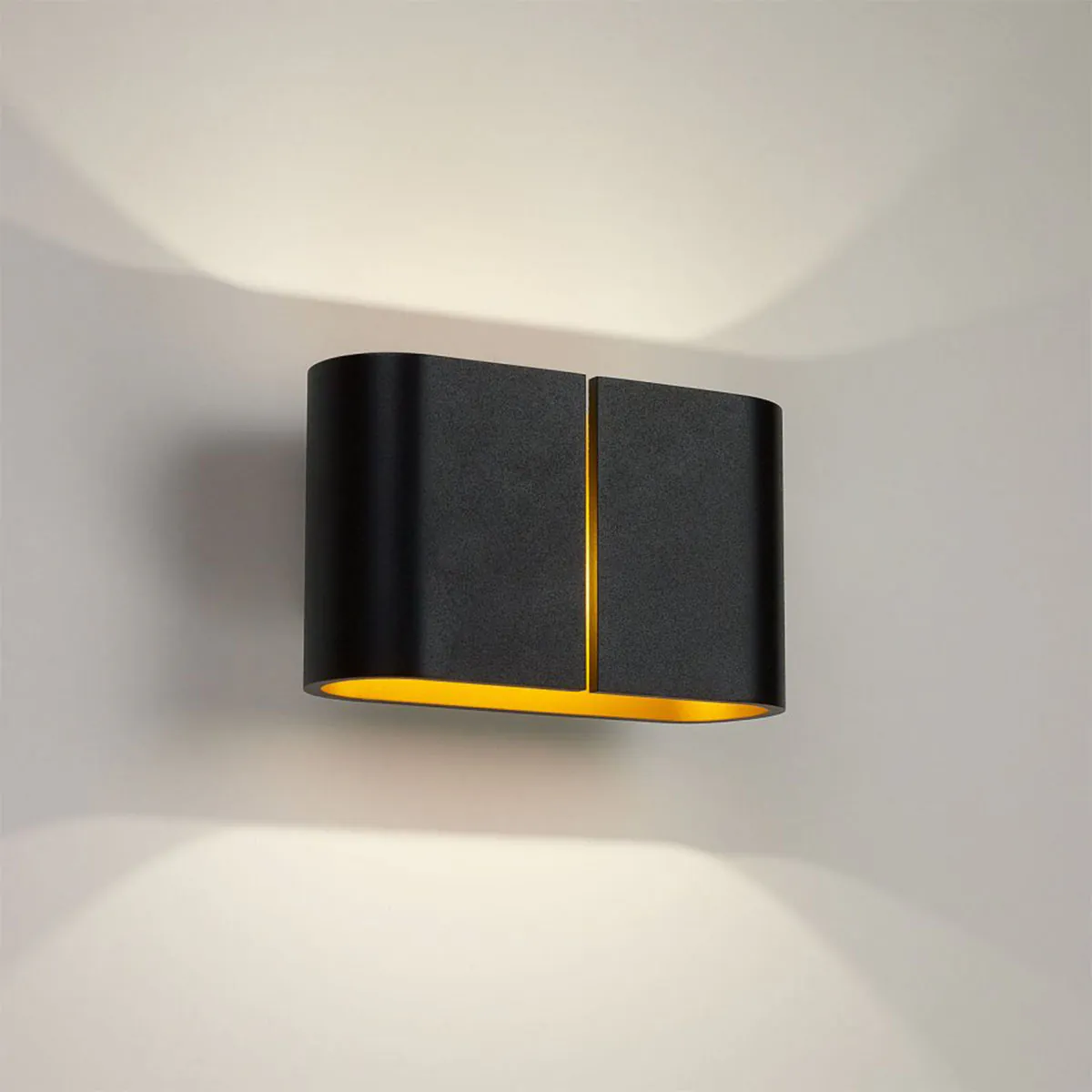 VISO 930 DIM8 Wandleuchte, B: 18 cm, H: 11 cm, Schwarz & Vergoldet Mat, Warmweiß 3000K