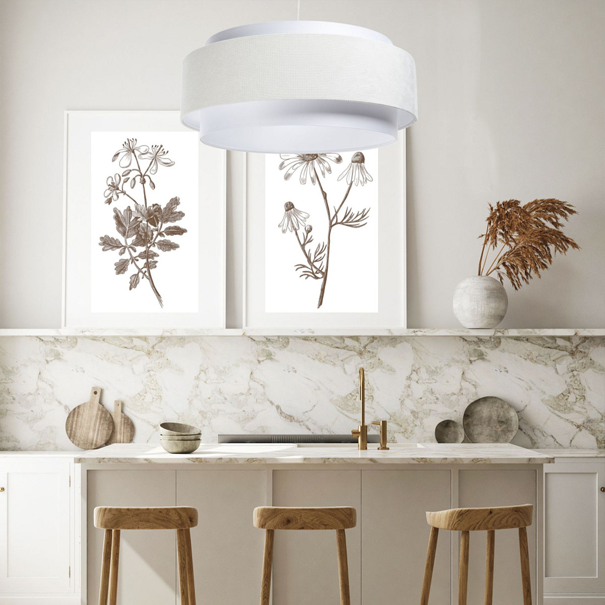 Pendelleuchte Doblo, Ø: 60 cm, Weiß