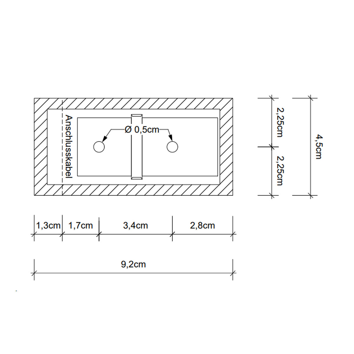 Decor Walther Omega 2 Wandleuchte Bad, H: 30/50 cm, B: 4,5 cm, Fassung ohne Leuchtmittel, Weiß matt – technische Details & Abmessungen