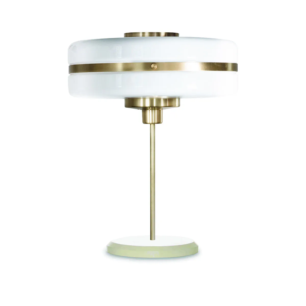 Luxusleuchten aus Großbritannien: Bert Frank Masina Tischleuchte, Ø: 36 cm, H: 52 cm, Messing und Stahl und Glas, Designerleuchte aus England, sanftes Licht