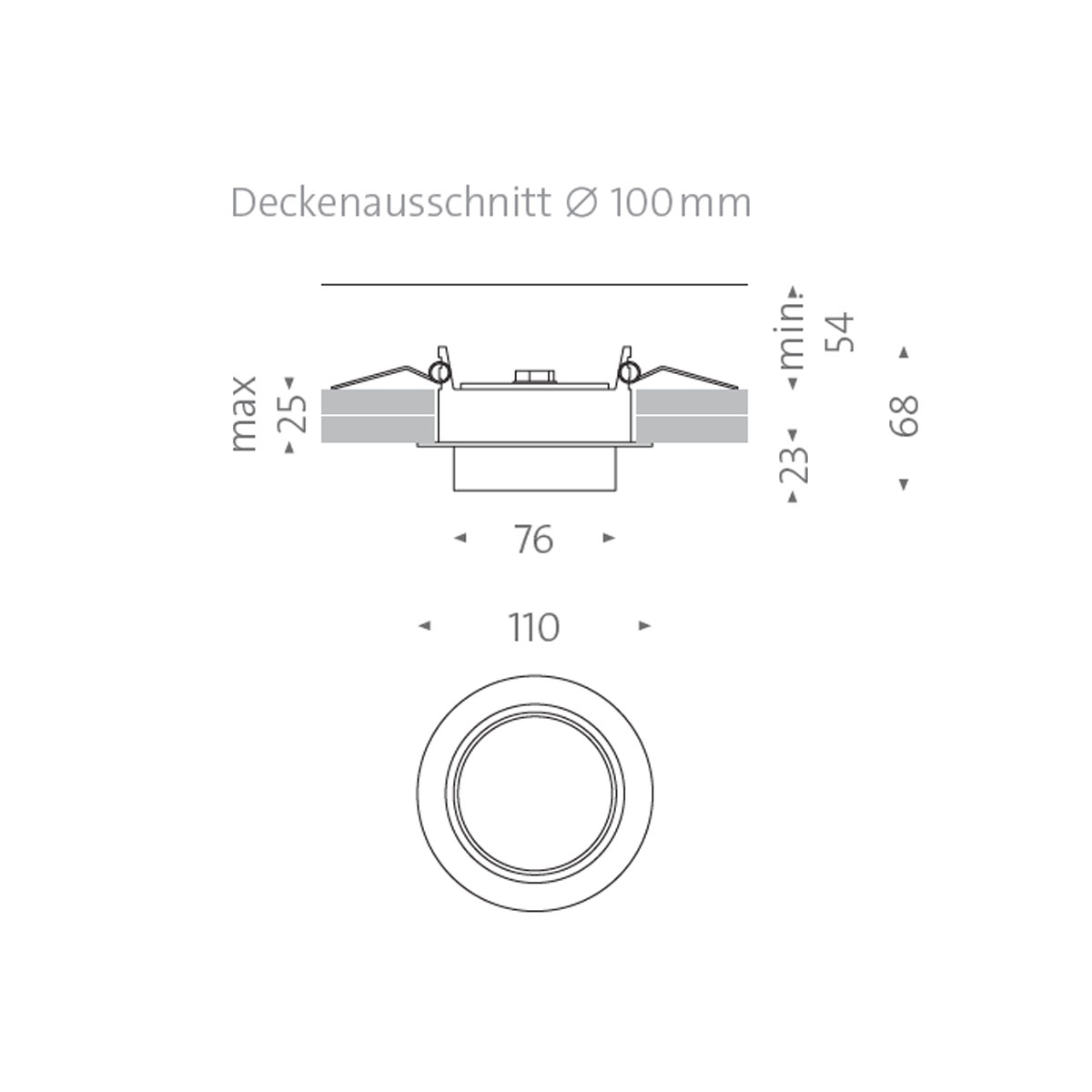 Mawa Wittenberg 4.0 Einbaustrahler – technische Zeichnung