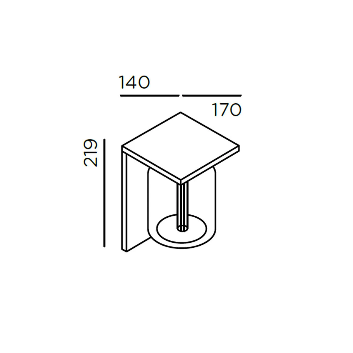 dia F Wandleuchte, H: 21,9 cm, B: 14 cm, Deep Black