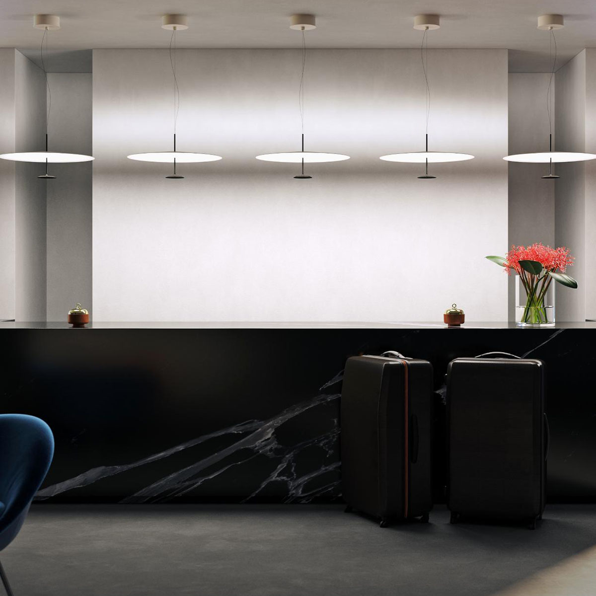 Dot 600 Pendelleuchte, Ø: 60 cm, Schwarz eloxiert, Warmweiß 3000K, 1-10V Dot 600 Pendelleuchte, Ø: 60 cm, Messing eloxiert, Extra-Warmweiß 2700K, Phase Cut