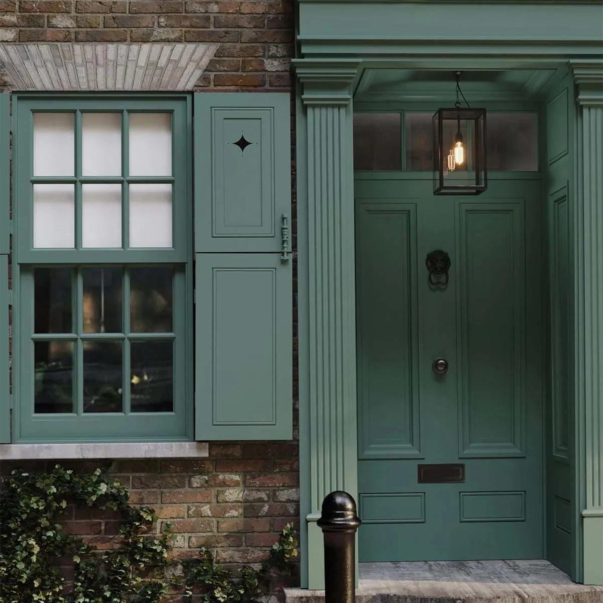 Original BTC Square Pendelleuchte, Geschlossen, Patiniertes Messing, H: 47 cm