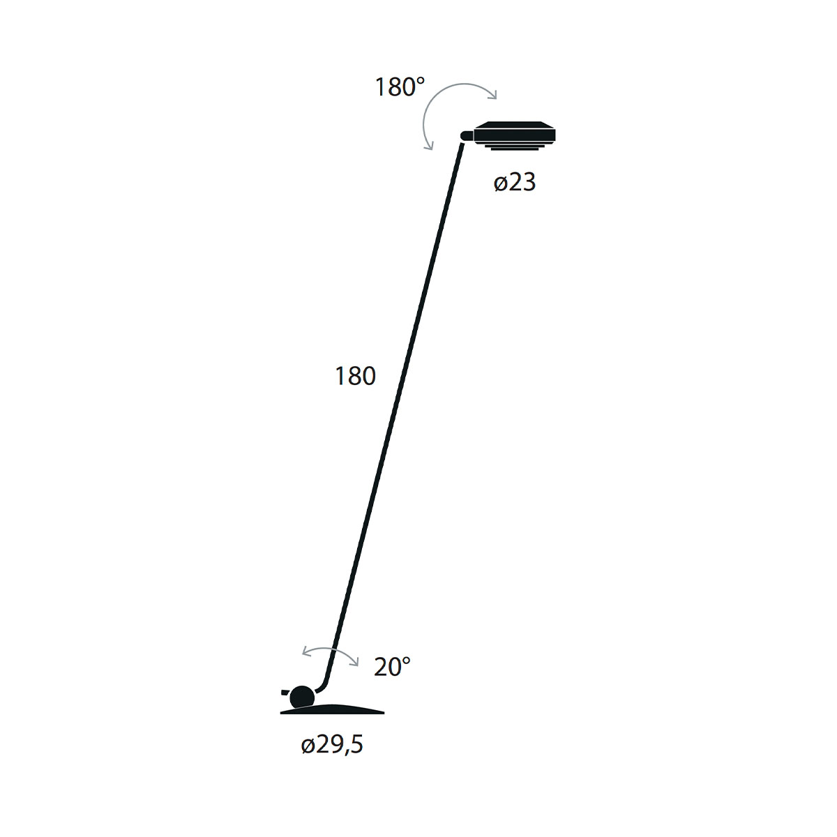 Elle 1 LED Stehleuchte, H: 180 cm, Schwarz soft, Warmweiß 3000K Elle 1 LED Stehleuchte, H: 180 cm, Nickel gebürstet, Extra-Warmweiß 2700K