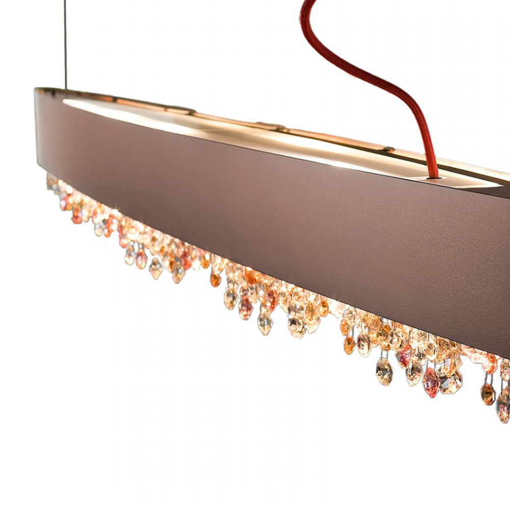Olà S1 OV 30 Pendelleuchte, Bronze matt, L: 30 cm, Retrofit Olà S8 OV 210 Pendelleuchte, Bronze matt, L: 210 cm, LED-Modul