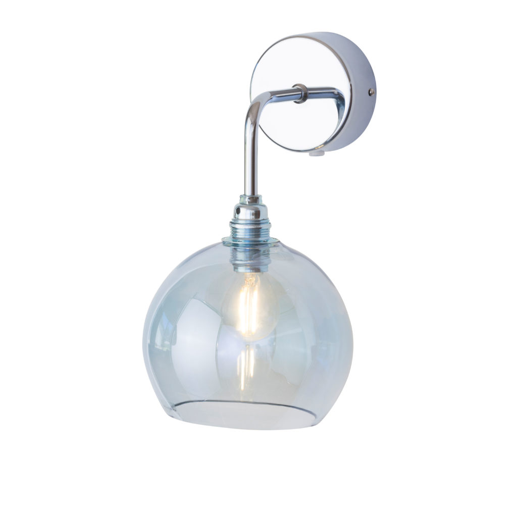 Rowan Wandleuchte S Ø 15,5 cm, Topaz Blue, Silber