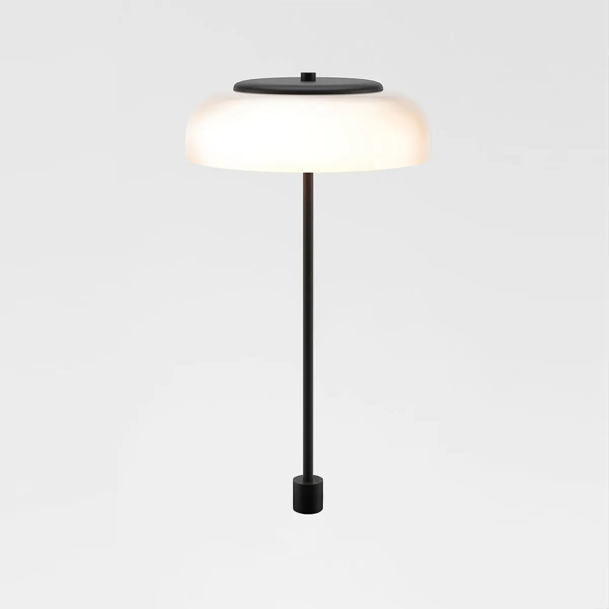 Blossi Tischleuchte integriert, Ø: 23 cm, H: 43 cm, Schwarz & Opalglas