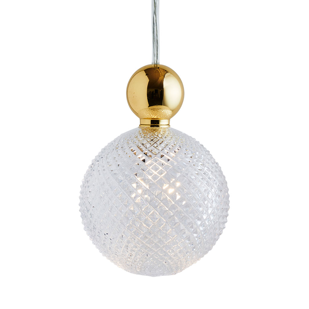 Uva Pendelleuchte Crystal L Ø 10 cm, Mini check, Gold, für Multi-Baldachin