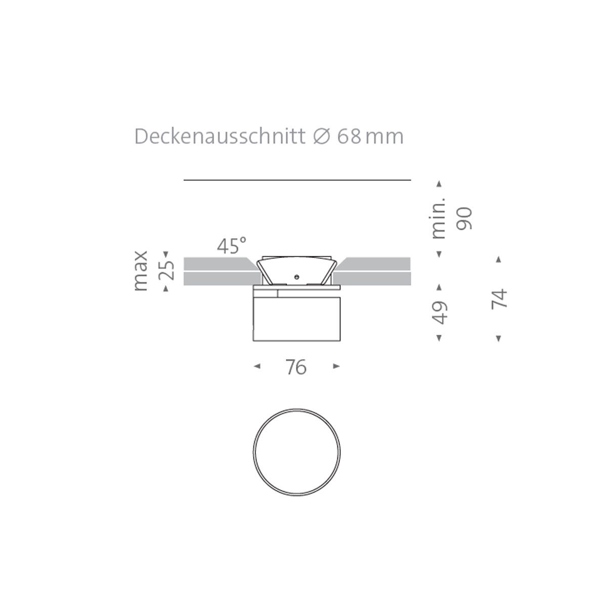 Wittenberg 4.0, wi4-eb-1r-kr Einbaustrahler, Weiß matt, Extra-Warmweiß 2700K, Spot 12° Wittenberg 4.0, wi4-eb-1r-kr Einbaustrahler, Messing, Warmweiß 3000K, Flood 38°