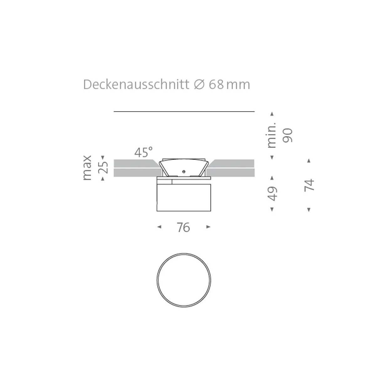 Wittenberg 4.0, wi4-eb-1r-kr Einbaustrahler, Messing, Warmweiß 3000K, Flood 38°