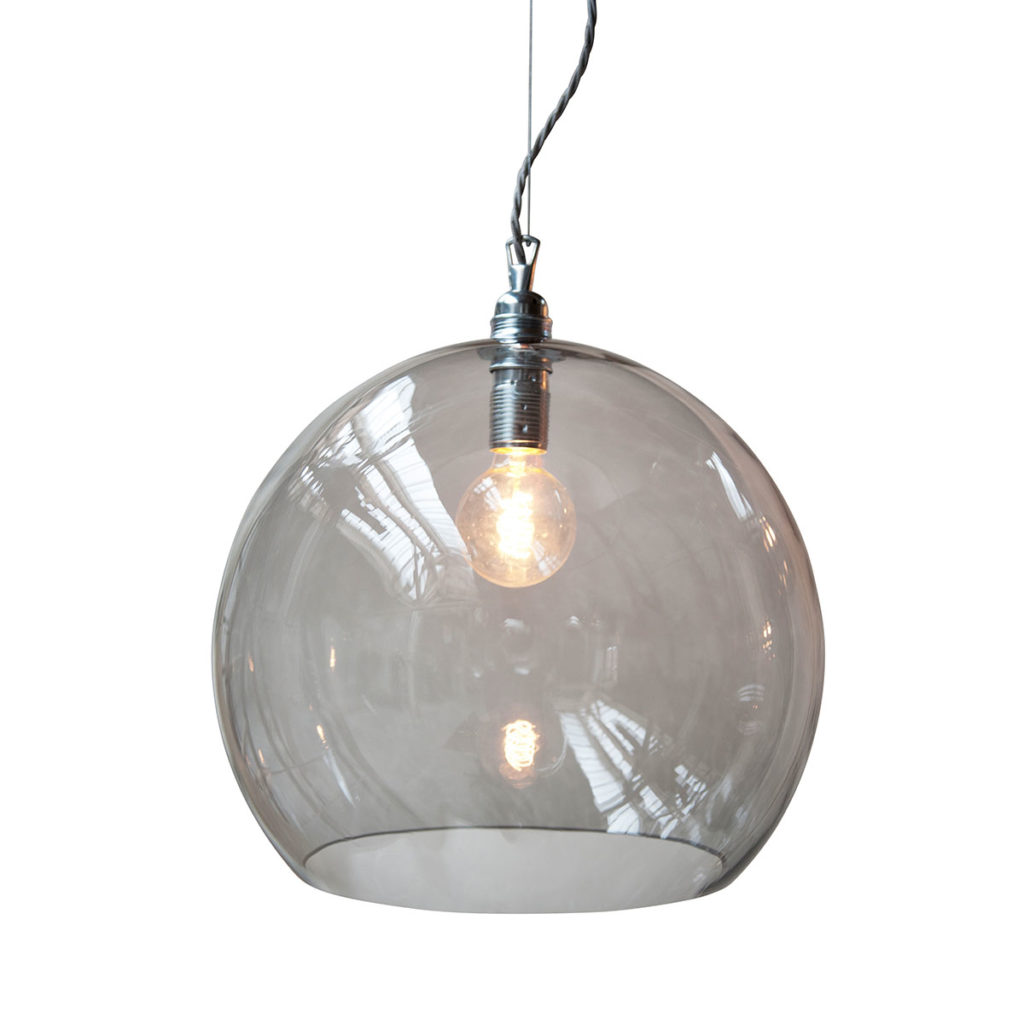 Rowan Pendelleuchte XL Ø 39 cm, Smokey Grey, Silber Rowan Pendelleuchte XL Ø 39 cm, Smokey Grey, Silber