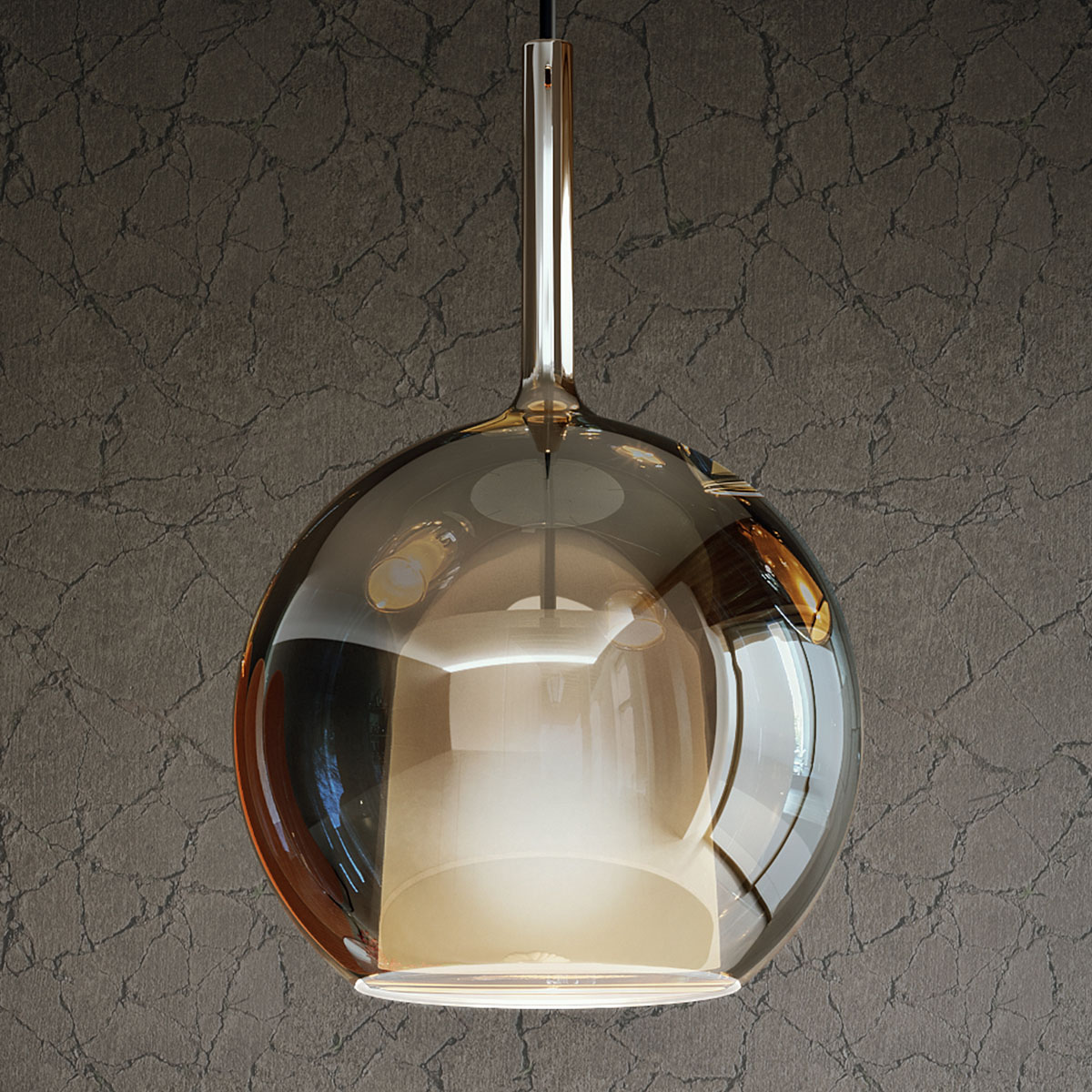Glo 0811-24 Maxi Pendelleuchte Ø: 55 cm, Silber Glas