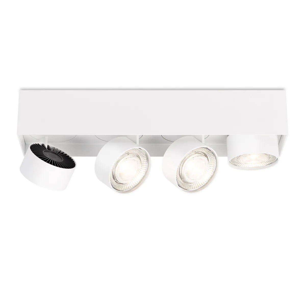 Wittenberg 4.0, wi4-ab-4e-hb Aufbaustrahler, Weiß matt, Extra-Warmweiß 2700K, Spot 12°, Phase Cut Wittenberg 4.0, wi4-ab-4e-hb Aufbaustrahler, Weiß matt, Warmweiß 3000K, Flood 38°, Bluetooth