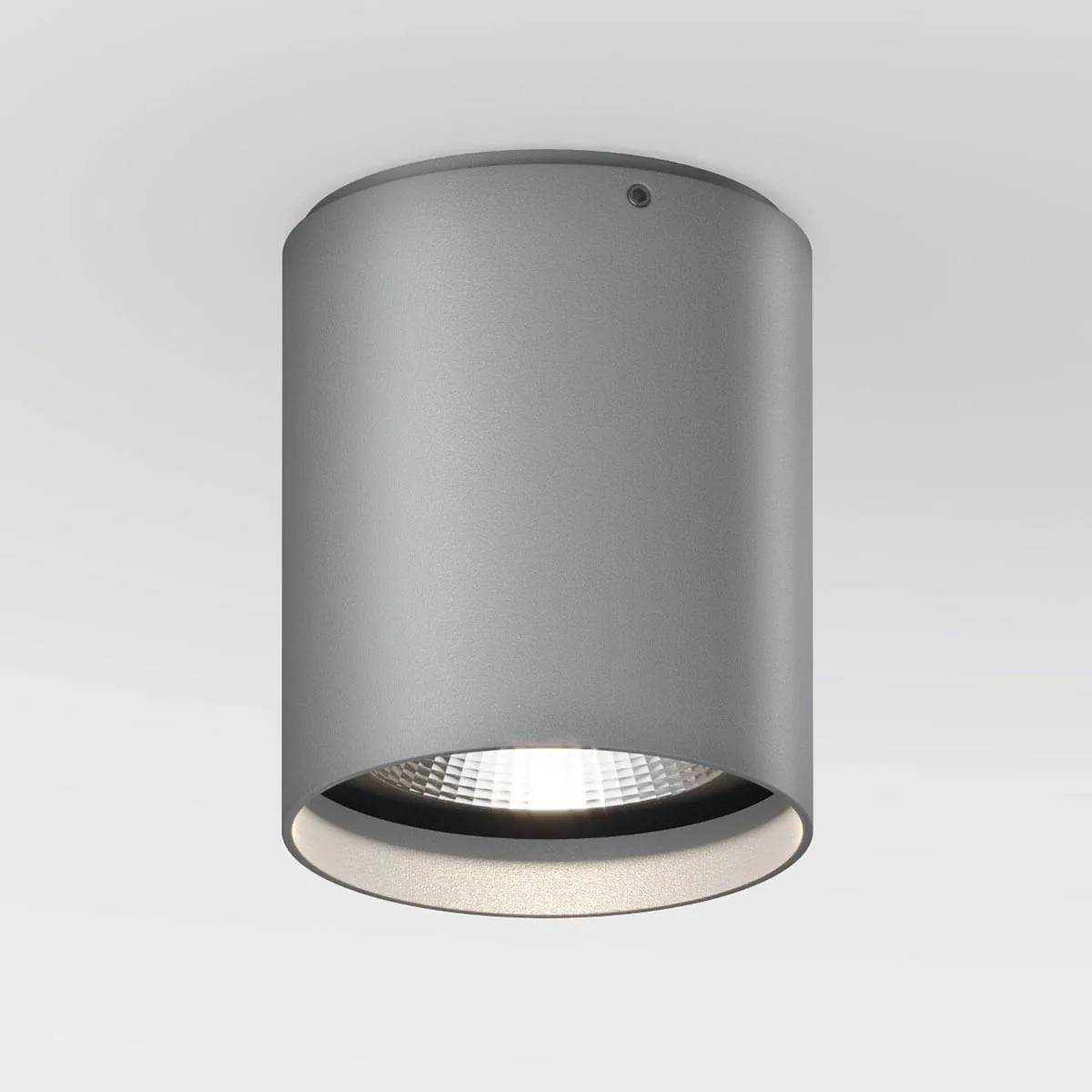 IP44-upR-außen-deckenleuchte-grau: Zylinderförmige Deckenleuchte für außen in der Farbe grau – LED für Terrasse