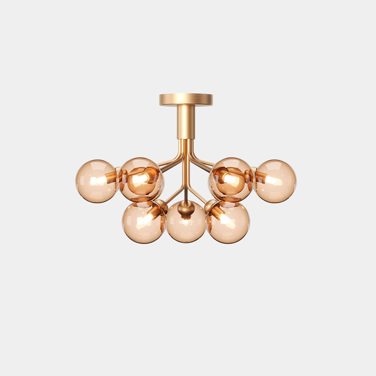 Apiales 9 Deckenleuchte, Ø: 59,5 cm, Messing gebürstet & Glas gold transparent Apiales 9 Deckenleuchte, Ø: 59,5 cm, Messing gebürstet & Glas gold transparent