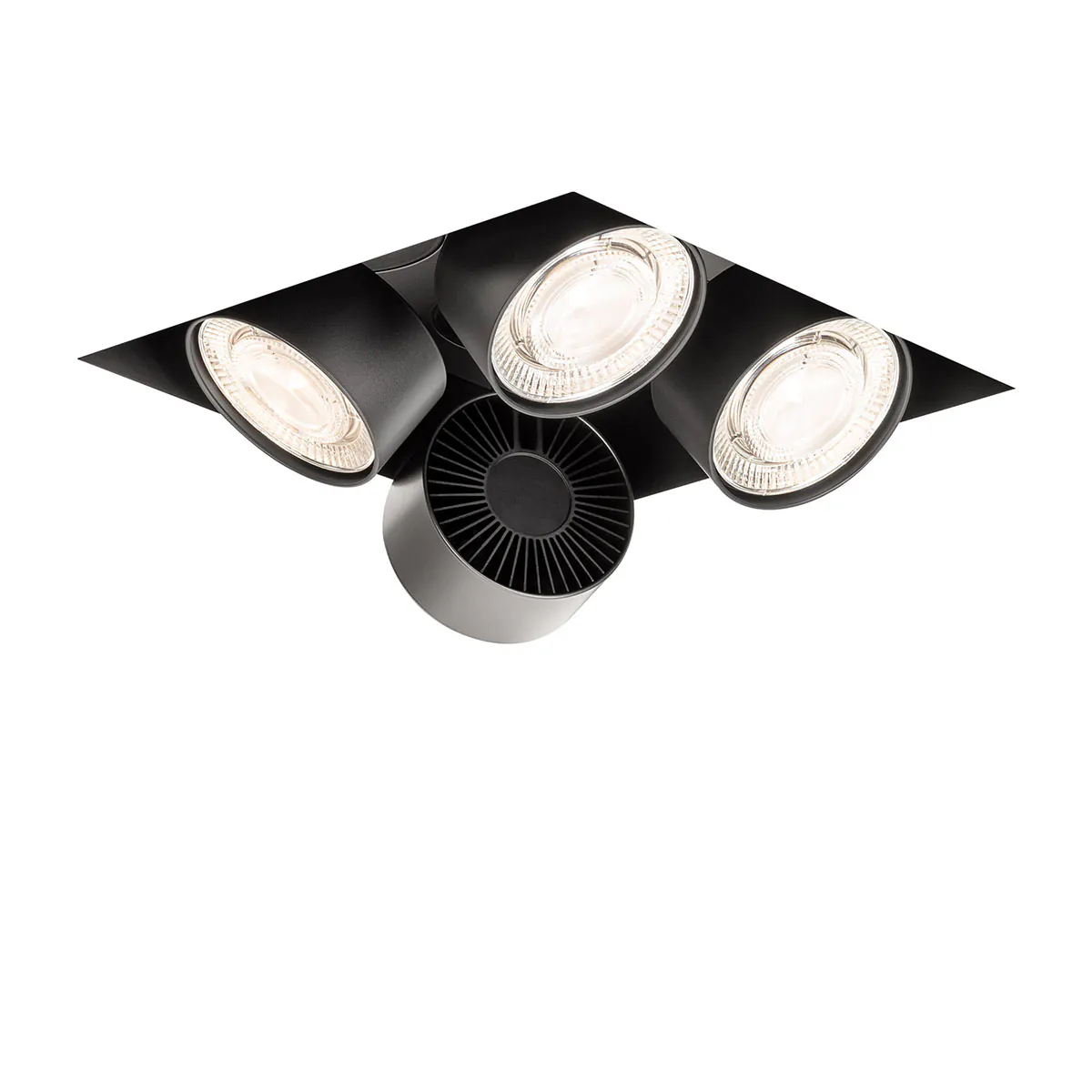 Wittenberg 4.0, wi4-eb-4q-db Einbaustrahler, Schwarz matt, Warmweiß 3000K, Flood 38°